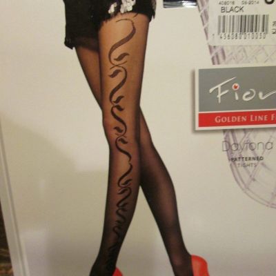 FIORE DAYTONA  PATTERNED DESIGNER 40 DENIER PANTYHOSE TIGHTS SIZE 3 BLACK